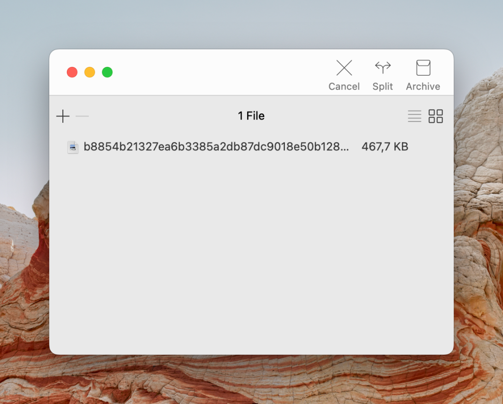 The Archiver app's window is shown