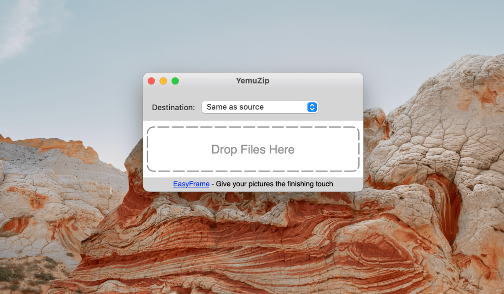 The YemuZip app's window is shown