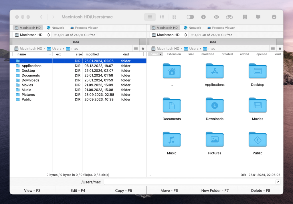Commander One app is opened