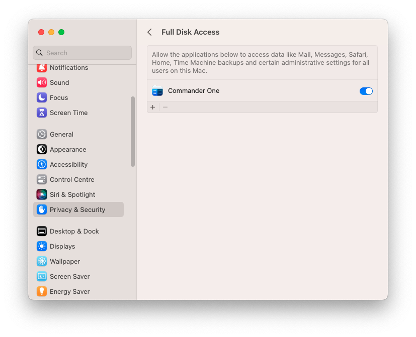Full Disk Access
