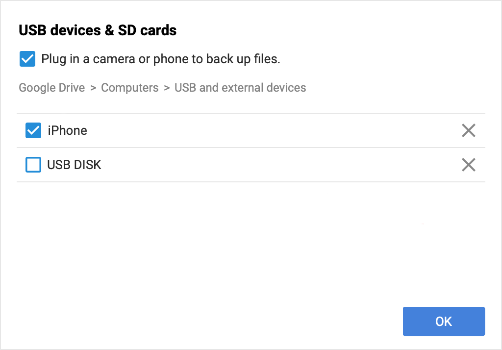 Google backup settings