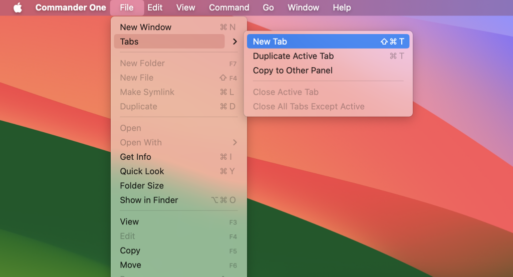 New Tab in Commander One