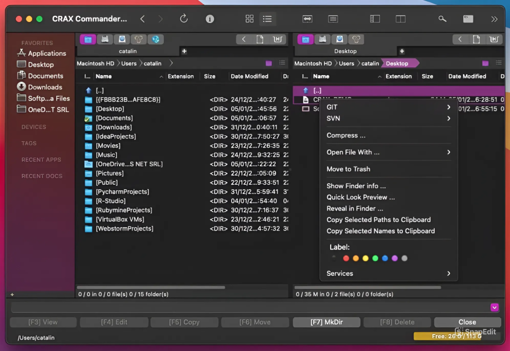 CRAX Commander is opened